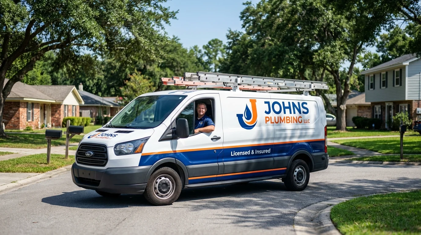 Johns Plumbing LLC service van in Monroeville, OH